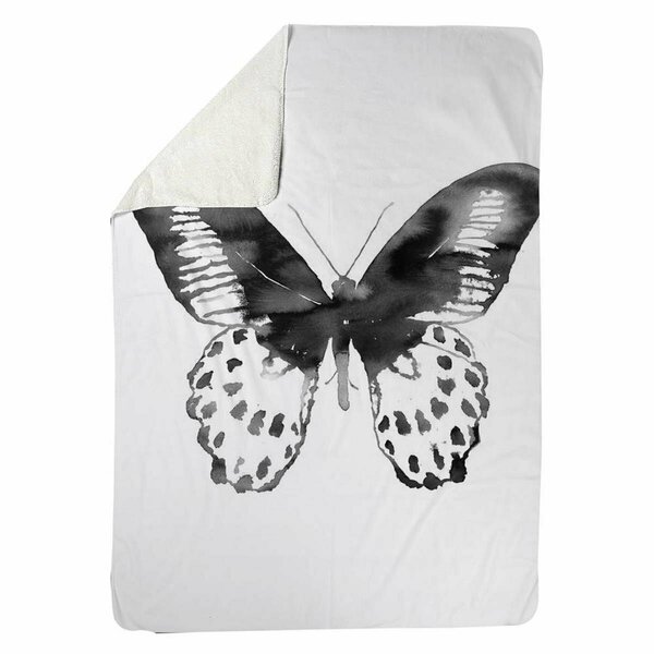 Begin Home Decor 60 x 80 in. Black Butterfly-Sherpa Fleece Blanket 5545-6080-AN466